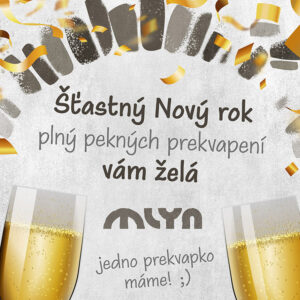 Grafický návrh novoročného priania pre sociálne siete Mlyn Stupava