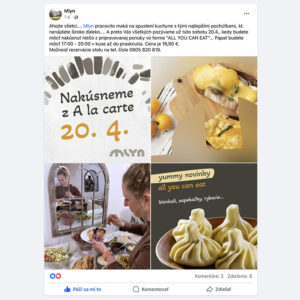 Návrh príspevku na sociálne siete o ponuke à la carte v Mlyn Stupava