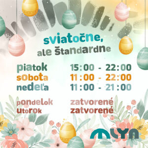 Grafika veľkonočných otváracích hodín pre sociálne siete Mlyn Stupava