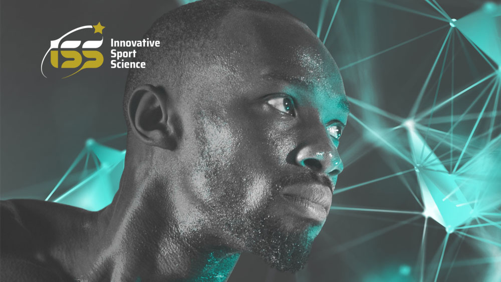 Vizuálna identita Innovative Sport Science so športovcom a motívom dátovej analýzy výkonu
